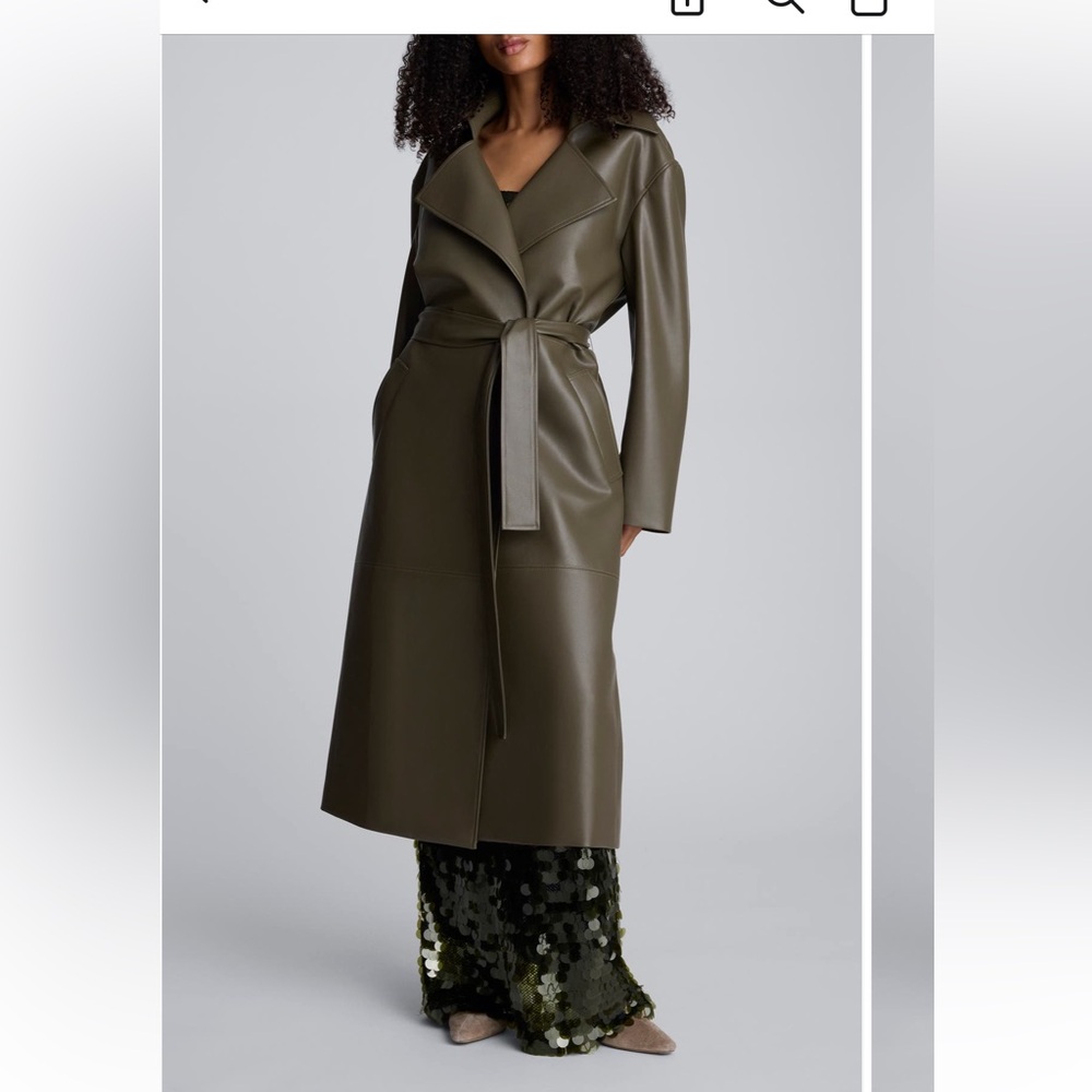 Kenneth Cole Faux Leather Belted Trench Coat